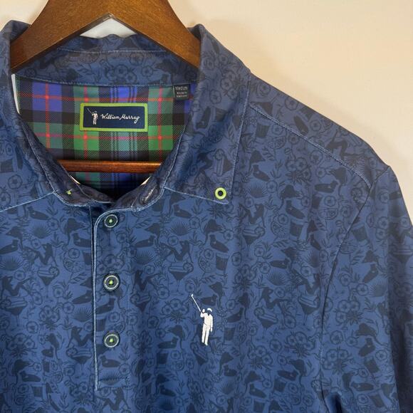 William Murray Men’s M Golf Polo Shirt Margarita Girl Print Stretch Performance - Picture 1 of 13